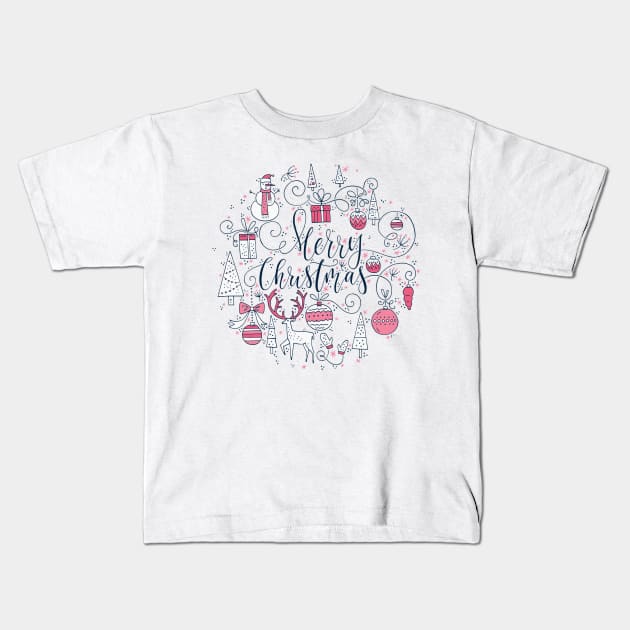 merry christmas Kids T-Shirt by Favete